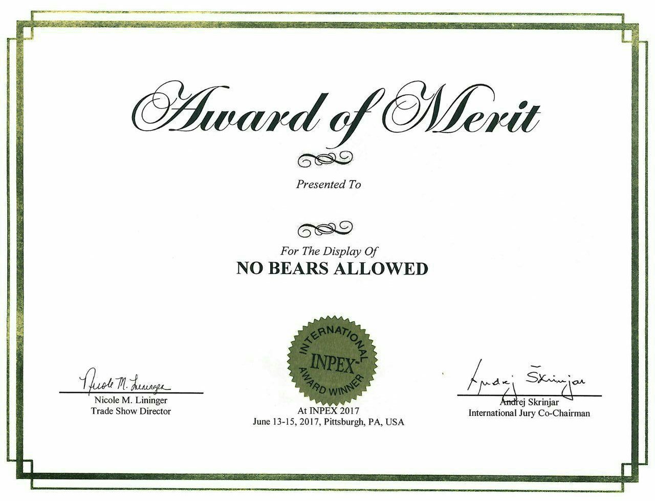 NO BEAR ALLOWED.This devise prevent to entry of bears in rural area.