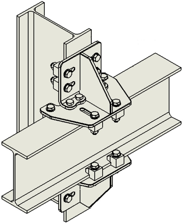 Lateral connection system by removable clamps for I or H profiles