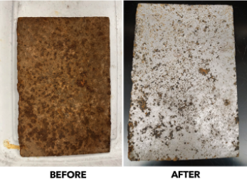 Soy-based rust remover for metals